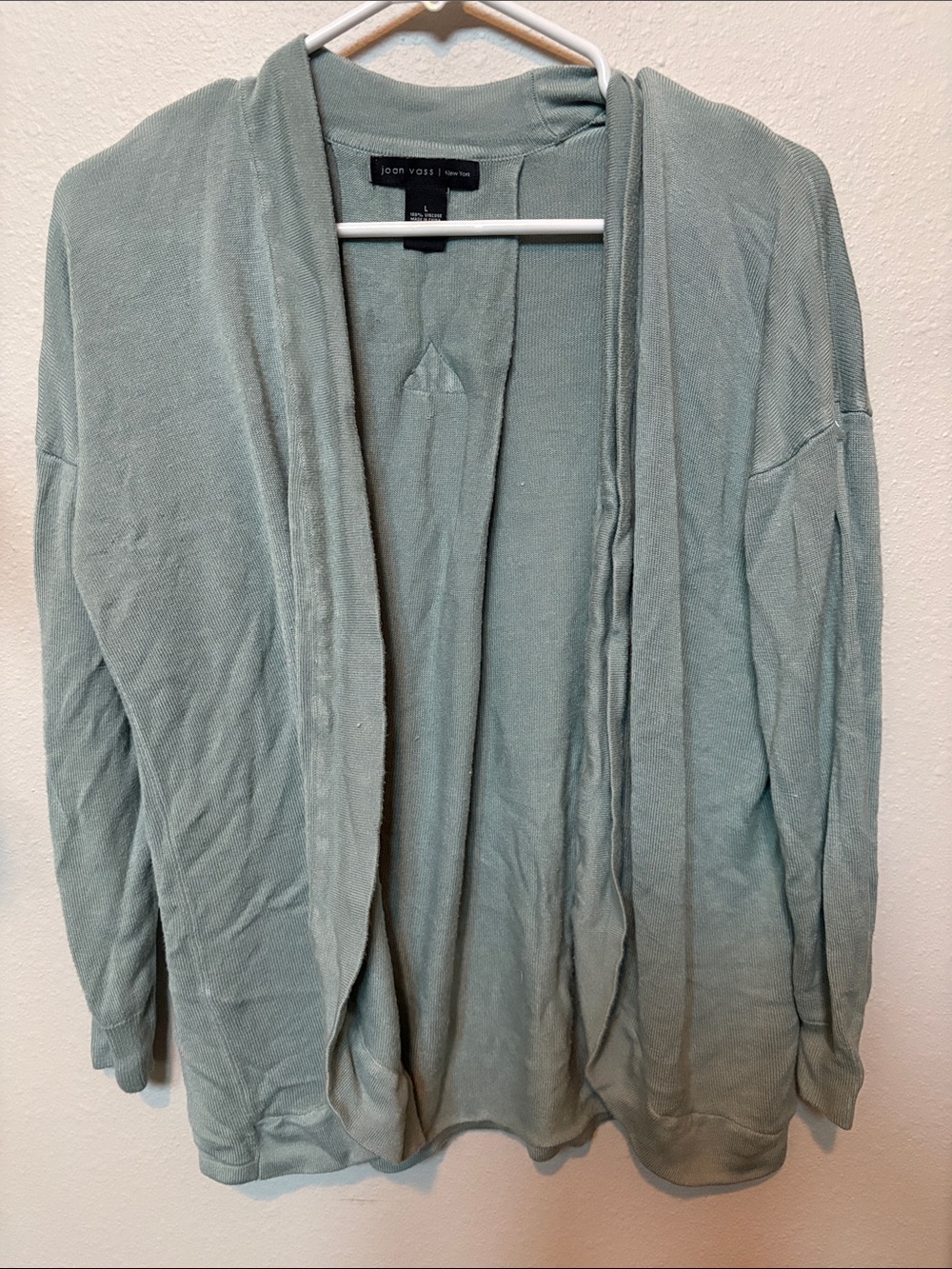 Joan Vass Open-Front Cardigan in Sage